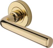 V4545-PB Heritage Brass Door Handle Lever Latch on Round Rose Octave Design Polished Brass finish