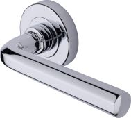 V4545-PC Heritage Brass Door Handle Lever Latch on Round Rose Octave Design Polished Chrome finish