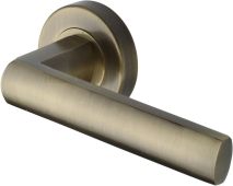V6230-AT Heritage Brass Door Handle Lever Latch on Round Rose Poseidon Design Antique Brass finish
