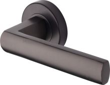 V6230-MB Heritage Brass Door Handle Lever Latch on Round Rose Poseidon Design Matt Bronze finish