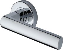 V6230-PC Heritage Brass Door Handle Lever Latch on Round Rose Poseidon Design Polished Chrome finish
