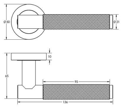 Click Here To Enlarge This Photo Of JV850AB Frelan Hardware 'Bari' Antique Brass Knurled Lever on Rose