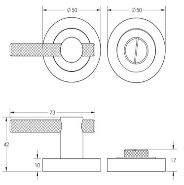 Click Here To Enlarge This Photo Of JV855AB Frelan Hardware Antique Brass Knurled Bathroom Turn & Release