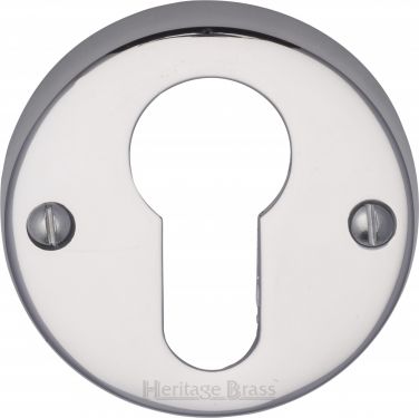 Click Here To Enlarge This Photo Of V1012-PC Heritage Brass Euro Profile Cylinder Escutcheon Polished Chrome Finish
