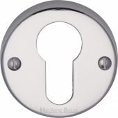 V1012-PC Heritage Brass Euro Profile Cylinder Escutcheon Polished Chrome Finish