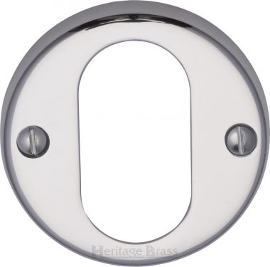 Click Here To Enlarge This Photo Of V1013-PC Heritage Brass Oval Profile Cylinder Escutcheon Polished Chrome Finish