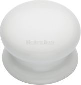 5032 Heritage Brass Cabinet Knob Plain White 32mm with Porcelain Base