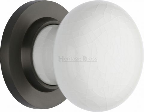 Click Here To Enlarge This Photo Of 7010-MB Heritage Brass White Crackle Mortice Knob with Matt Bronze Base