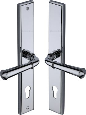 Click Here To Enlarge This Photo Of MP1932.RH-PC Heritage Brass 92mm Multi-Point Door Handle Lever Lock Colonial RH Design Polished Chrome finish