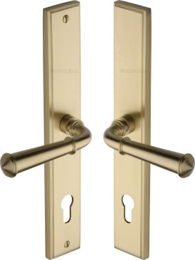 Click Here To Enlarge This Photo Of MP1932.RH-SB Heritage Brass 92mm Multi-Point Door Handle Lever Lock Colonial RH Design Satin Brass finish