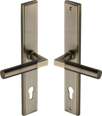 Click Here To Enlarge This Photo Of MP2259.LH-AT Heritage Brass 92mm Multi-Point Door Handle Lever Lock Bauhaus LH Design Antique Brass finish