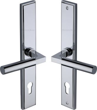 Click Here To Enlarge This Photo Of MP2259.LH-PC Heritage Brass 92mm Multi-Point Door Handle Lever Lock Bauhaus LH Design Polished Chrome finish