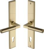 MP2259.LH-SB Heritage Brass 92mm Multi-Point Door Handle Lever Lock Bauhaus LH Design Satin Brass finish