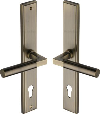 Click Here To Enlarge This Photo Of MP2259.RH-AT Heritage Brass 92mm Multi-Point Door Handle Lever Lock Bauhaus RH Design Antique Brass finish