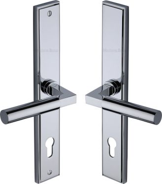 Click Here To Enlarge This Photo Of MP2259.RH-PC Heritage Brass 92mm Multi-Point Door Handle Lever Lock Bauhaus RH Design Polished Chrome finish