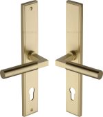 MP2259.RH-SB Heritage Brass 92mm Multi-Point Door Handle Lever Lock Bauhaus RH Design Satin Brass finish