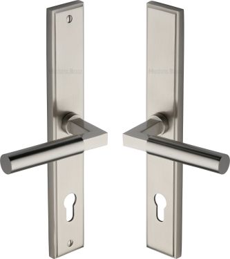 Click Here To Enlarge This Photo Of MP2259.RH-SN Heritage Brass 92mm Multi-Point Door Handle Lever Lock Bauhaus RH Design Satin Nickel finish