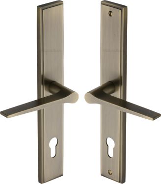Click Here To Enlarge This Photo Of MP4189.LH-AT Heritage Brass 92mm Multi-Point Door Handle Lever Lock Gio LH Design Antique Brass finish