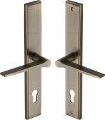 MP4189.LH-AT Heritage Brass 92mm Multi-Point Door Handle Lever Lock Gio LH Design Antique Brass finish