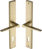 MP4189.LH-SB Heritage Brass 92mm Multi-Point Door Handle Lever Lock Gio LH Design Satin Brass finish