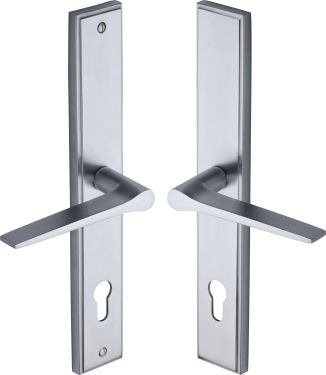 Click Here To Enlarge This Photo Of MP4189.LH-SC Heritage Brass 92mm Multi-Point Door Handle Lever Lock Gio LH Design Satin Chrome finish