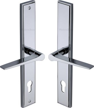Click Here To Enlarge This Photo Of MP4189.RH-PC Heritage Brass 92mm Multi-Point Door Handle Lever Lock Gio RH Design Polished Chrome finish