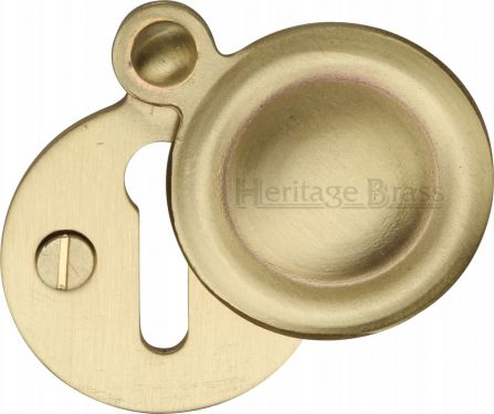 Click Here To Enlarge This Photo Of V1020-SB Heritage Brass Covered Keyhole Round Satin Brass Finish