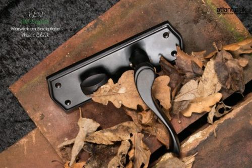 Click Here To Enlarge This Photo Of Atlantic - OE178WCMB Old English 'Warwick' Lock Levers on Backplate - Matt Black
