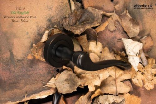 Click Here To Enlarge This Photo Of Atlantic - OE178MB Old English 'Warwick' Lever on Round Rose - Matt Black