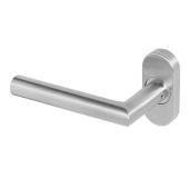 BLU Performance Mitre Solid Lever Door Handle on Oval Rose, G316 Satin Stainless Steel (KM960C-SSS)