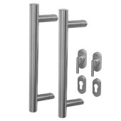 BLU Performance  Offset Round 'T' Bar Handle for Straight Slide Doors, Back to back fix, 316 Satin Stainless Steel (KM850-PAIR-SSS)