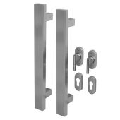 BLU Performance  Inline Rectangular T-Bar Pull Handle for Straight Slide Doors, Back to Back Fix, 316 Satin Stainless Steel (KM853-PAIR-SSS)
