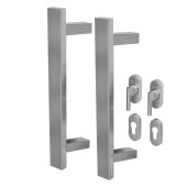 BLU Performance  Offset Rectangular T-Bar Pull Handle for Straight Slide Doors, Back to Back Fix, 316 Satin Stainless Steel (KM856-PAIR-SSS)