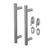 BLU Performance  Inline Round T-Bar Pull Handle for Straight Slide Doors, Back to Back Fix, 316 Satin Stainless Steel (KM859-PAIR-SSS)