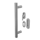 BLU Performance Inline Round T-Bar Pull Handle for Straight Slide Doors, Secret Fix & Flush Pull, 316 Satin Stainless Steel (KM859-SING-SSS)