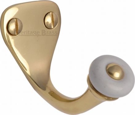 Click Here To Enlarge This Photo Of V1044-PB Heritage Brass Single Robe Hook Polished Brass Finish