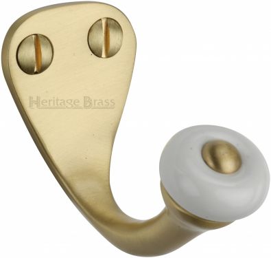 Click Here To Enlarge This Photo Of V1044-SB Heritage Brass Single Robe Hook Satin Brass Finish