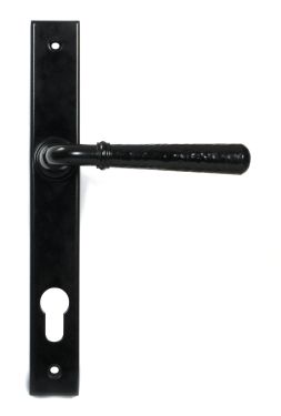 Click Here To Enlarge This Photo Of 46387 From the Anvil Black Hammered Newbury Slimline Espag. Lock Set - 92mm centres - 212mm Screw Centres