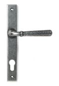 46389 From the Anvil Pewter Hammered Newbury Slimline Espag. Lock Set - 92mm centres - 212mm Screw Centres