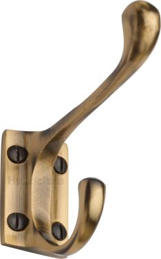 Click Here To Enlarge This Photo Of V1056-AT Heritage Brass Hat & Coat Hook Antique Brass Finish