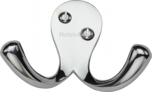 Click Here To Enlarge This Photo Of V1060-PC Heritage Brass Double Coat Hook Polished Chrome Finish