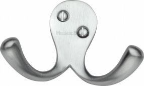 V1060-SC Heritage Brass Double Coat Hook Satin Chrome Finish