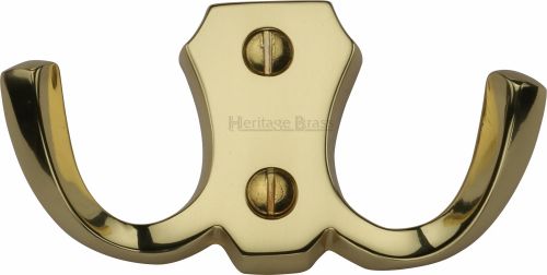 Click Here To Enlarge This Photo Of V1062-PB Heritage Brass Double Coat Hook Polished Brass Finish