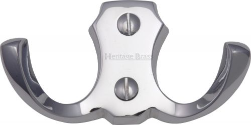 Click Here To Enlarge This Photo Of V1062-PC Heritage Brass Double Coat Hook Polished Chrome Finish