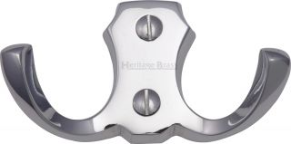 V1062-PC Heritage Brass Double Coat Hook Polished Chrome Finish
