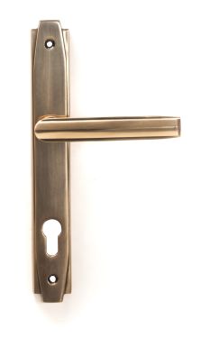 Click Here To Enlarge This Photo Of 51190 From the Anvil Polished Bronze Art Deco Slimline Lever Espag. Lock Set - 92mm centres - 212mm Screw Centres