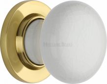 7010-PB Heritage Brass White Crackle Mortice Knob with Polished Brass Base