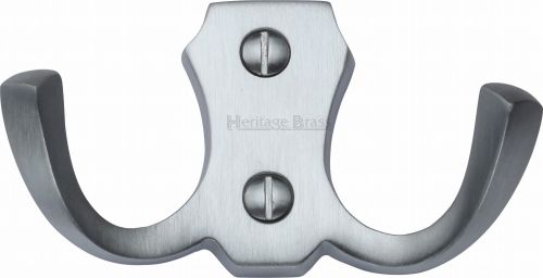 Click Here To Enlarge This Photo Of V1062-SC Heritage Brass Double Coat Hook Satin Chrome Finish