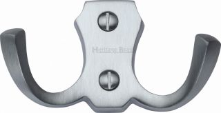 V1062-SC Heritage Brass Double Coat Hook Satin Chrome Finish
