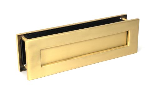 Click Here To Enlarge This Photo Of 51308 From the Anvil Satin Brass Traditional Letterbox - Size: 315x92mm - C/C: 283mm - Aperture: 249x41mm